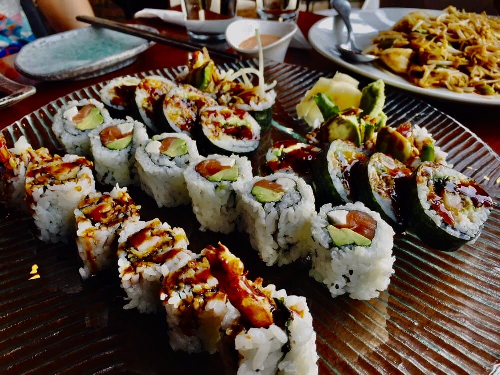 Platter of assorted sushi